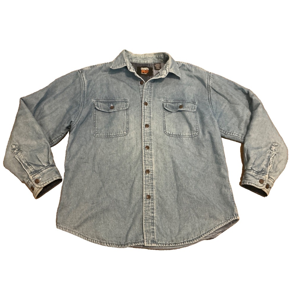Vtg 90's Timberland Earthkeeper Lined Denim Shirt Jacket Men's Large 42/44 Work